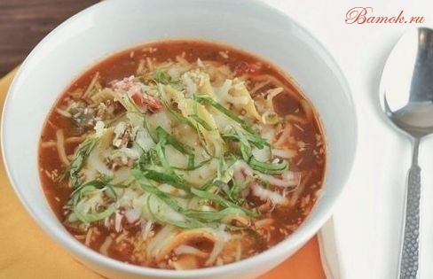 Лазанья-суп с мясным фаршем Лазанья-суп с мясным фаршем