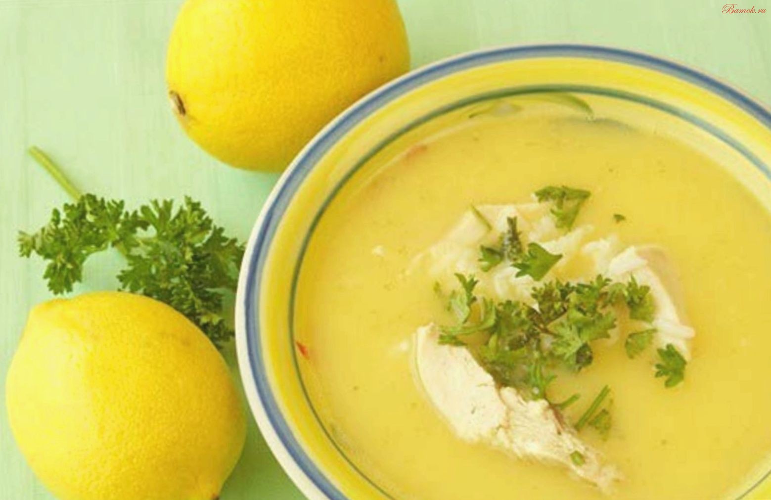 Лимонный суп по-польски с рисом