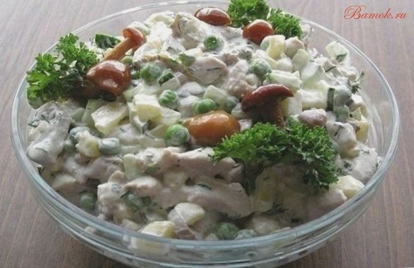 Салат из телятины с опятами и картофелем Салат из телятины с опятами и картофелем