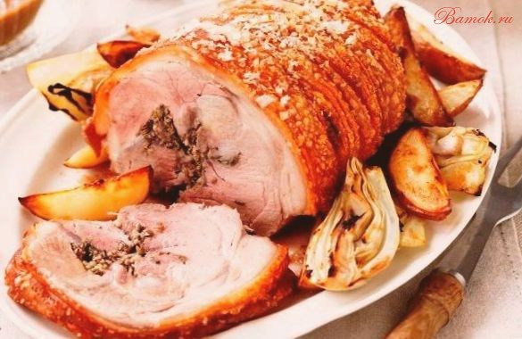 Буженина из свинины с яблоками в мультиварке Буженина из свинины с яблоками в мультиварке