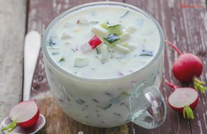 Окрошка вегетарианская на кефире Окрошка вегетарианская на кефире