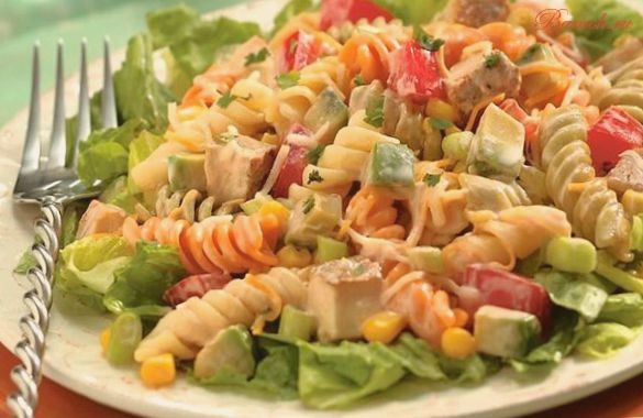 Салат из спагетти с курицей