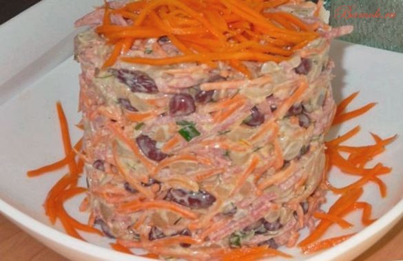 Салат «Фасолинка» с шампиньонами