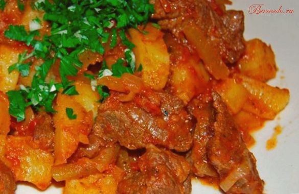 Сытное азу по-татарски Сытное азу по-татарски