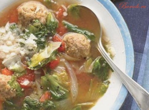 Итальянский свадебный суп с фрикадельками из индейки