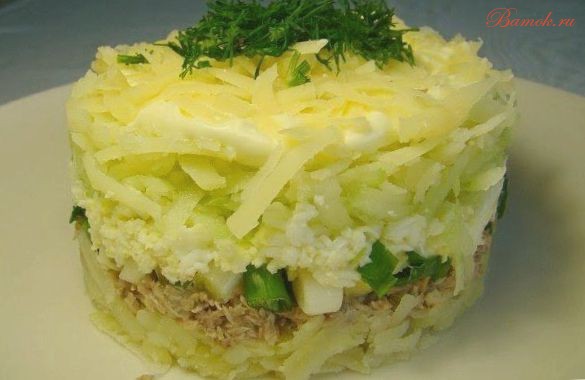 Салат слоеный со скумбрией Салат слоеный со скумбрией