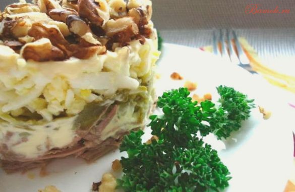 Слоеный мясной салат «Принц»