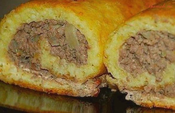 Рулет из сырного теста с мясным фаршем Рулет из сырного теста с мясным фаршем