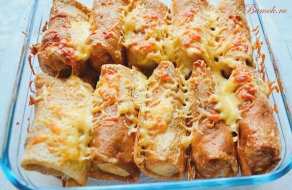 Блины по-итальянски с грибами и сыром Блины по-итальянски с грибами и сыром