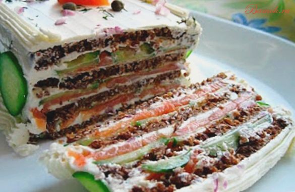 Бутербродный торт со сливочным сыром