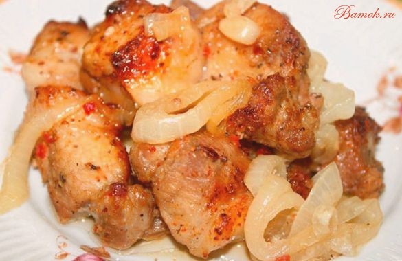 Шашлык из свинины в лимонном соусе в духовке