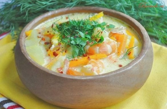 Суп Чаудер с фенхелем и креветками Суп Чаудер с фенхелем и креветками