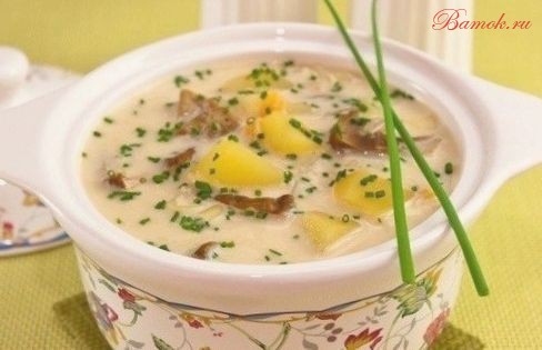 Сырный суп с картофелем и белыми грибами
