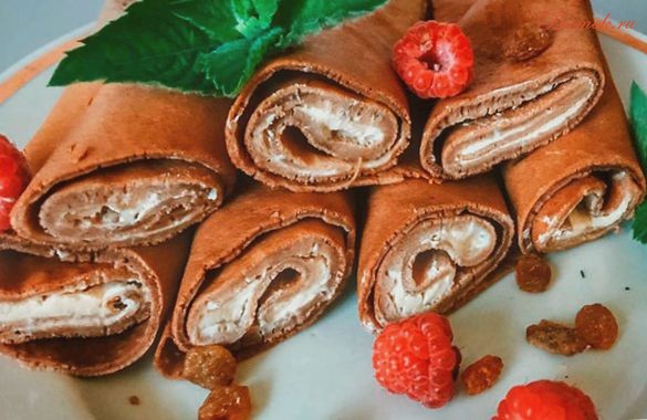 Блины шоколадные с начинкой Блины шоколадные с начинкой