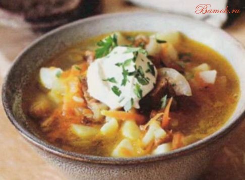 Картофельный суп по-татарски со шкварками Картофельный суп по-татарски со шкварками