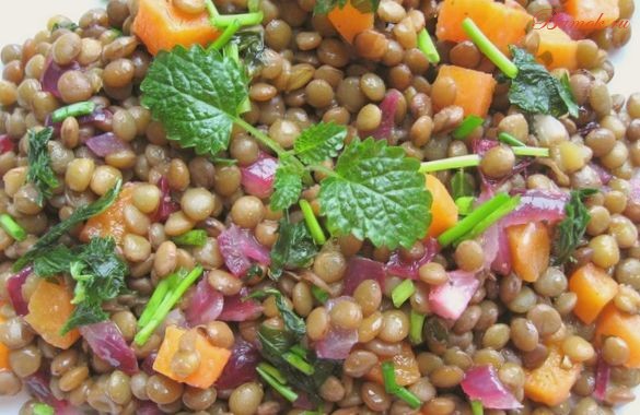 Салат из чечевицы с мандаринами