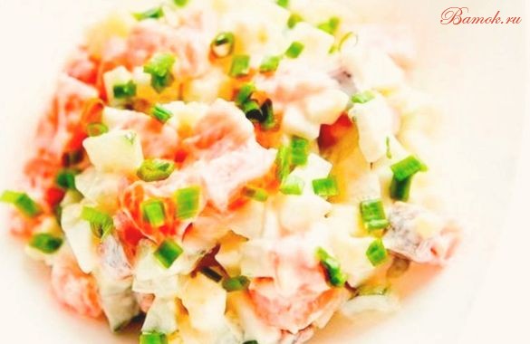 Салат с картофелем и слабосоленой семгой