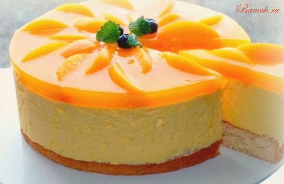 Торт-суфле с творогом и фруктами