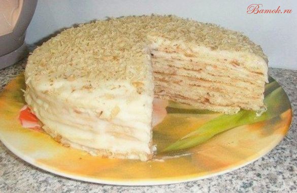 Творожный торт с орехами на сковороде