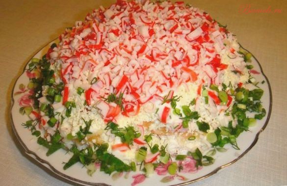 Салат «Крабовая шубка» слоеный