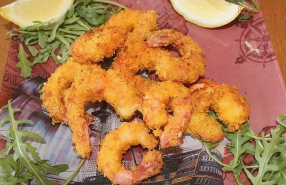 Креветки в хлебных крошках с сыром Креветки в хлебных крошках с сыром