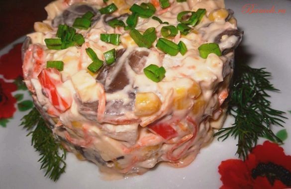 Салат «Мозаика» с шампиньонами