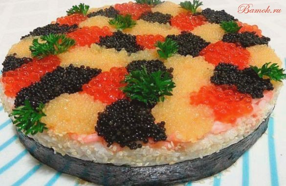 Суши-торт «Три икринки» Суши-торт «Три икринки»