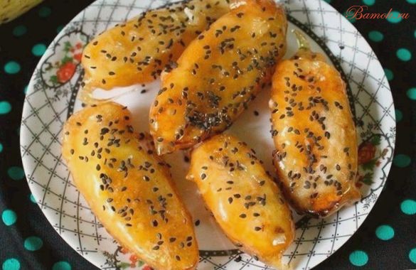 Бананы в золотистой карамели