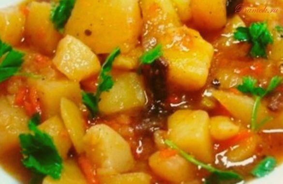 Тушенный картофель с мясом по-татарски