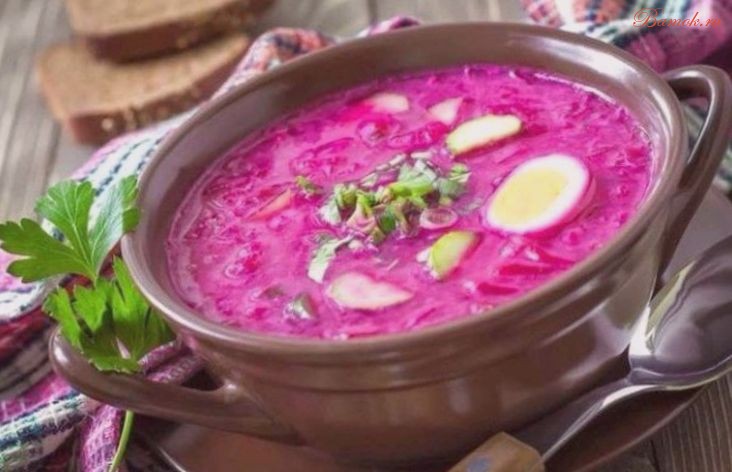 Холодный летний суп со свеклой на кефире Холодный летний суп со свеклой на кефире