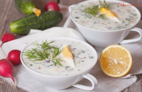 Окрошка с крабовыми палочками