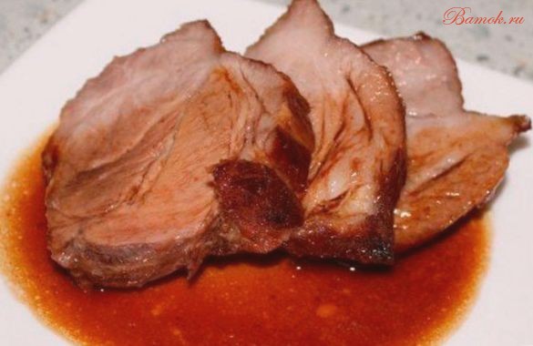 Свинина в глазури из меда, горчицы и соевого соуса