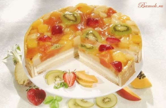Фруктовый сливочно-сметанный торт без выпечки