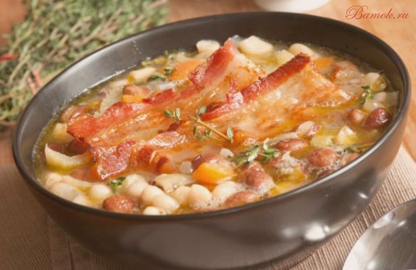 Суп из фасоли, бекона и капусты Суп из фасоли, бекона и капусты