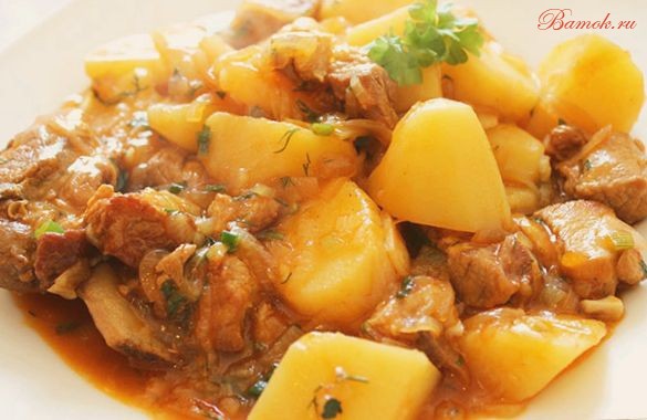 Жаркое по-домашнему с мясом и картофелем в мультиварке Жаркое по-домашнему с мясом и картофелем в мультиварке