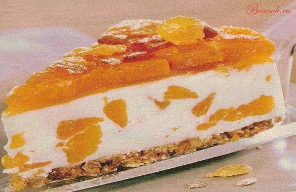 Йогуртовый торт с мандаринами и мюсли Йогуртовый торт с мандаринами и мюсли