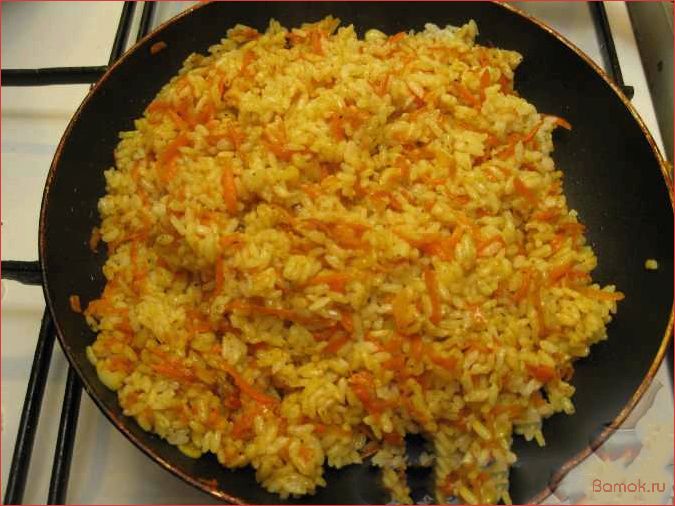 (вкусный, полезный, рецепт, морковью, луком) Вкусный и полезный рецепт — рис с морковью и луком — идеальное блюдо для здорового обеда или ужина!