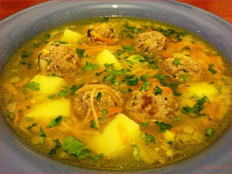 (вермишелевый, фрикадельками, простой, вкусный, рецепт) Вермишелевый суп с фрикадельками — простой и вкусный рецепт