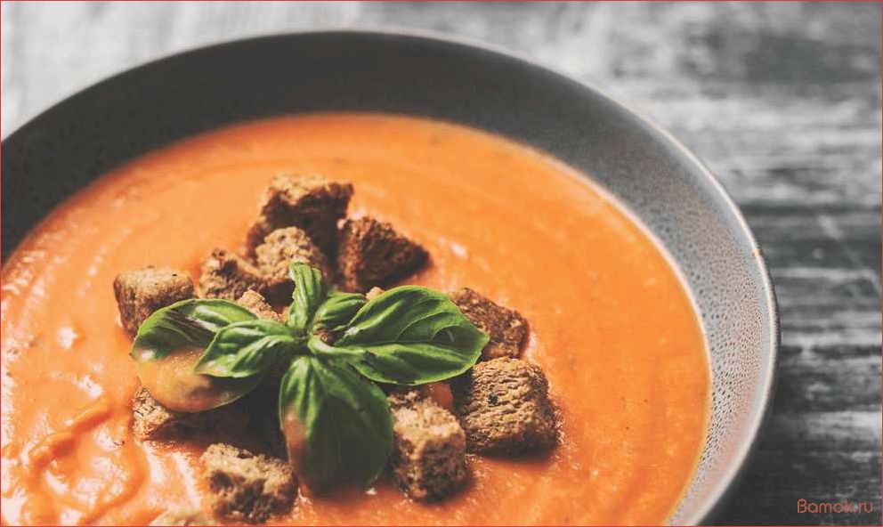 Вкусный и ароматный томатный суп с хрустящими чесночными гренками — рецепт и секреты приготовления