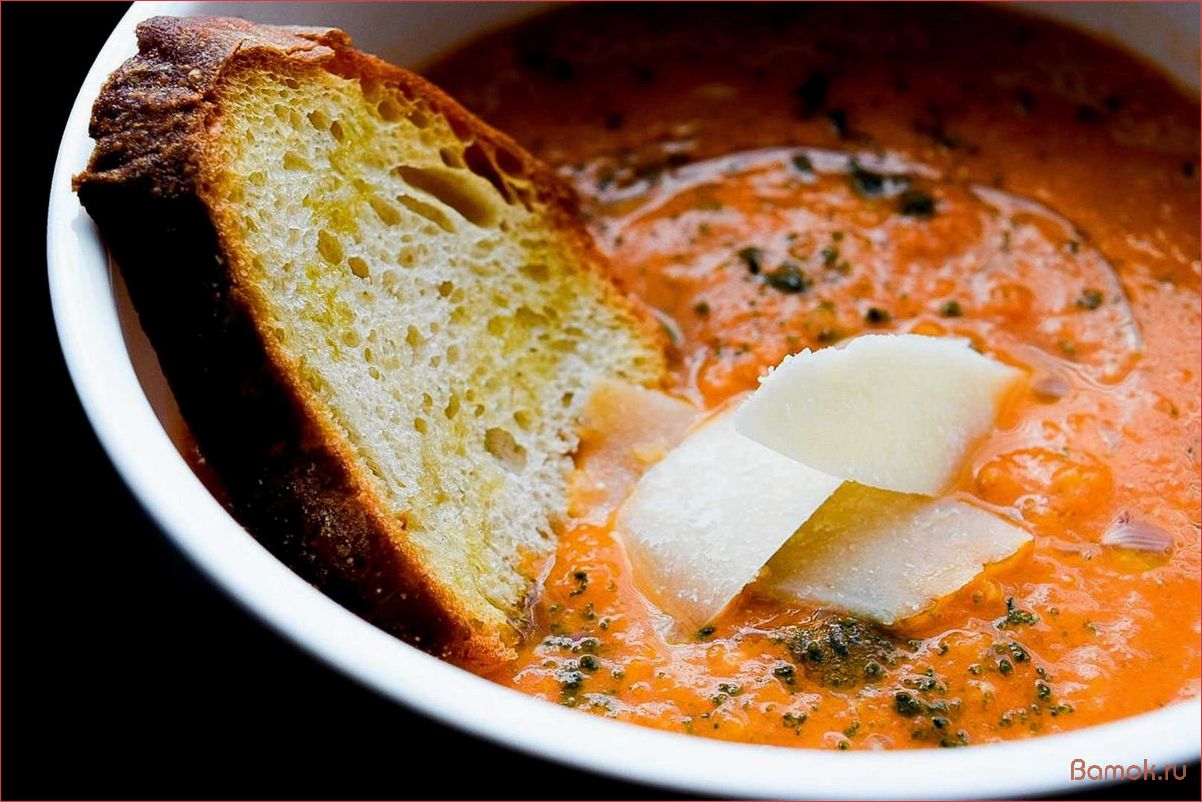 Вкусный и ароматный томатный суп с хрустящими чесночными гренками — рецепт и секреты приготовления