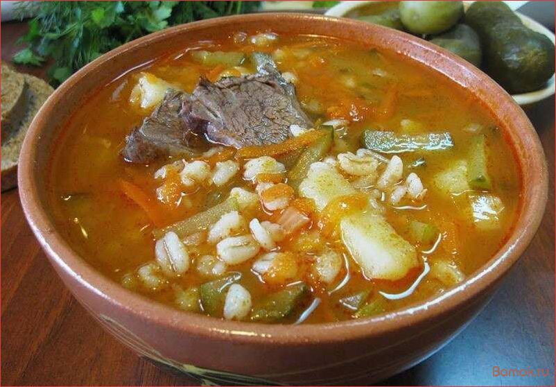 Рассольник — классический рецепт с мясом, огурцами и зеленью