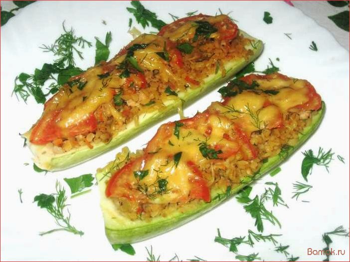 (кабачки, фаршированные, булгуром, грибами, вкусное) Кабачки, фаршированные булгуром и грибами — вкусное и питательное блюдо для всей семьи