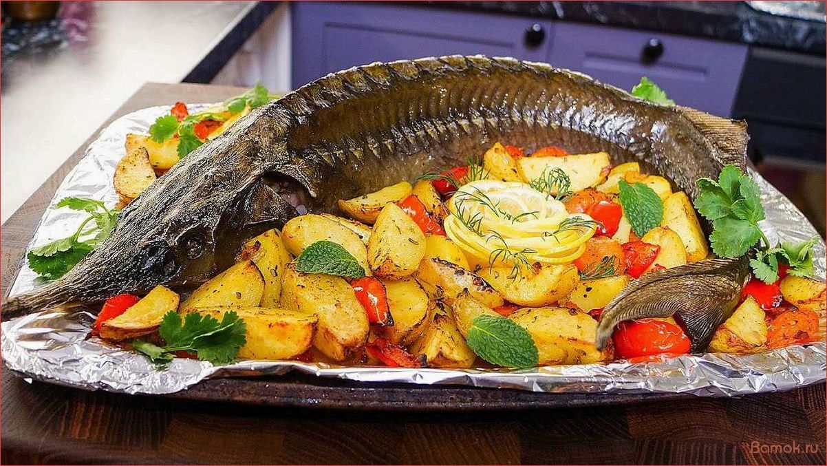 Осетрина запеченная в духовке — нежное мясо рыбы с хрустящей корочкой и ароматными специями