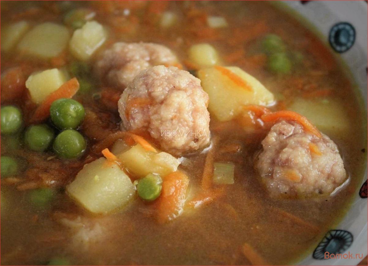 (рассольник, фрикадельками, вкусное, сытное, блюдо) Рассольник с фрикадельками — вкусное и сытное блюдо для всей семьи